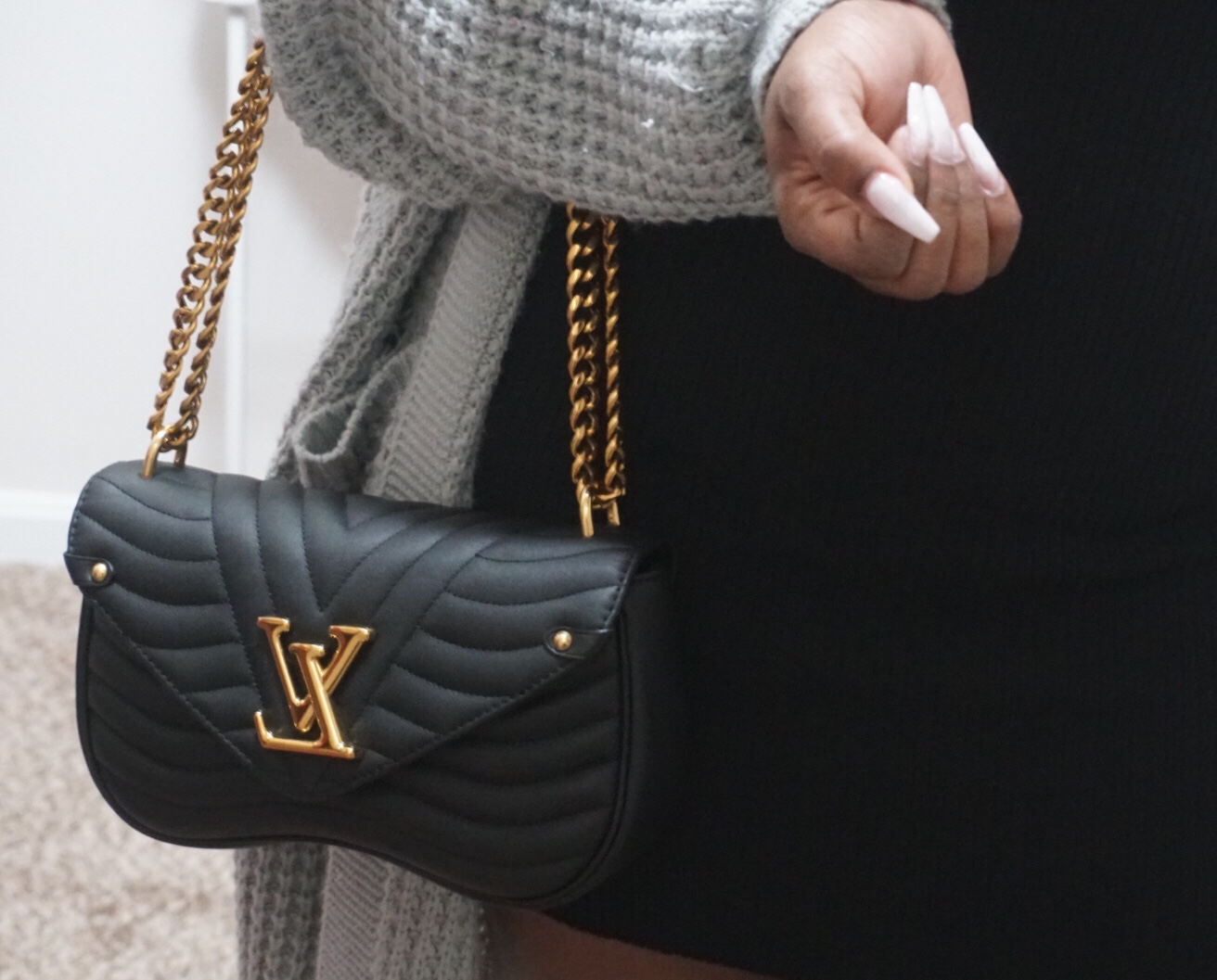 Layers N' Louis Ft. Louis Vuitton New Wave Chain Bag MM and Calvin Klein  Jeans Ribbed Graphic Bodycon Dress